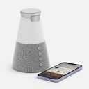 Bluetooth-колонка с беспроводной зарядкой и подсветкой Cone Sonance, серая для нанесения логотипа