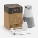 Bluetooth-колонка с беспроводной зарядкой и подсветкой Cone Sonance, серая для нанесения логотипа