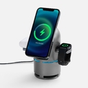 Bluetooth-колонка с беспроводной зарядкой Droid, серая для нанесения логотипа