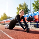 Спортивная сумка Fitnext, черная с синим для нанесения логотипа