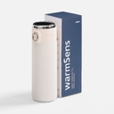 Смарт-бутылка c заменяемой батарейкой warmSens, молочно-белая для нанесения логотипа