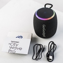 Водонепроницаемая колонка с подсветкой CityWave Pro, черная для нанесения логотипа