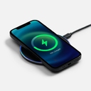 Беспроводное зарядное устройство с подсветкой Lightcore, черное для нанесения логотипа