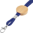 Шнурок для бейджа Tube Wood, синий для нанесения логотипа