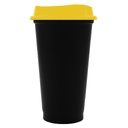Стакан с крышкой Color Cap Black, черный с желтым для нанесения логотипа