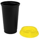 Стакан с крышкой Color Cap Black, черный с желтым для нанесения логотипа