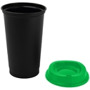 Стакан с крышкой Color Cap Black, черный с зеленым для нанесения логотипа