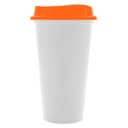 Стакан с крышкой Color Cap White, белый с оранжевым для нанесения логотипа