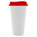 Стакан с крышкой Color Cap White, белый с красным для нанесения логотипа