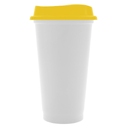 Стакан с крышкой Color Cap White, белый с желтым для нанесения логотипа