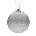 Елочный шар Finery Shine, 10 см, глянцевый серебристый с глиттером для нанесения логотипа