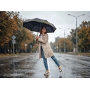 Зонт складной Edgeline, черный с желтым для нанесения логотипа
