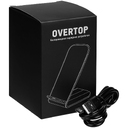 Беспроводное зарядное устройство с быстрой зарядкой Overtop, черное для нанесения логотипа