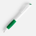 Ручка шариковая Grip, белая с зеленым для нанесения логотипа