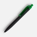 Ручка шариковая Prodir QS01 PRT-T Soft Touch, черная с зеленым для нанесения логотипа
