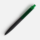 Ручка шариковая Prodir QS01 PRT-T Soft Touch, черная с зеленым для нанесения логотипа