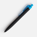 Ручка шариковая Prodir QS01 PRT-T Soft Touch, черная с голубым для нанесения логотипа