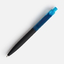 Ручка шариковая Prodir QS01 PRT-T Soft Touch, черная с голубым для нанесения логотипа