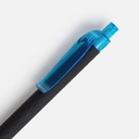 Ручка шариковая Prodir QS01 PRT-T Soft Touch, черная с голубым для нанесения логотипа