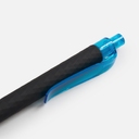Ручка шариковая Prodir QS01 PRT-T Soft Touch, черная с голубым для нанесения логотипа