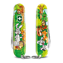 Набор для детей VICTORINOX "Кролик": перочинный нож 84 мм, шнурок на шею, книга-раскраска, зелёный для нанесения логотипа