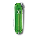 Нож-брелок VICTORINOX Classic SD Colors "Green Tea", 58 мм, 7 функций, полупрозрачный зелёный для нанесения логотипа