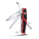 Нож перочинный VICTORINOX RangerGrip 55, 130 мм, 12 функций, с фиксатором лезвия, красный с чёрным для нанесения логотипа