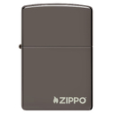 Зажигалка ZIPPO Логотип с покрытием черный лед | Logo Black Ice®, латунь/сталь, чёрная, глянцевая, 38x13x57 мм для нанесения логотипа