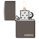 Зажигалка ZIPPO Логотип с покрытием черный лед | Logo Black Ice®, латунь/сталь, чёрная, глянцевая, 38x13x57 мм для нанесения логотипа