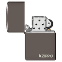 Зажигалка ZIPPO Логотип с покрытием черный лед | Logo Black Ice®, латунь/сталь, чёрная, глянцевая, 38x13x57 мм для нанесения логотипа