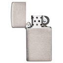 Зажигалка ZIPPO узкая с покрытием матовый хром | Slim® Brushed Chrome, латунь/сталь, серебристая, матовая, 29x10x60 мм для нанесения логотипа
