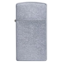 Зажигалка ZIPPO узкая с покрытием поцарапанный хром | Slim® Street Chrome, латунь/сталь, серебристая, матовая, 29x10x60 мм для нанесения логотипа