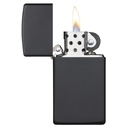 Зажигалка ZIPPO узкая с черным матовым покрытием | Slim® Black Matte, латунь/сталь, чёрная, матовая, 29x10x60 мм для нанесения логотипа