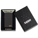 Зажигалка ZIPPO узкая с фирменным логотипом и красной окантовкой с черным матовым покрытием | Slim® Black Matte, латунь/сталь, чёрная, 29x10x60 мм для нанесения логотипа