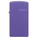 Зажигалка ZIPPO узкая Логотип с фиолетовым матовым покрытием | Slim® Logo Purple Matte, латунь/сталь, фиолетовая, матовая, 29x10x60 мм для нанесения логотипа