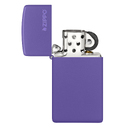 Зажигалка ZIPPO узкая Логотип с фиолетовым матовым покрытием | Slim® Logo Purple Matte, латунь/сталь, фиолетовая, матовая, 29x10x60 мм для нанесения логотипа