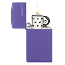 Зажигалка ZIPPO узкая Логотип с фиолетовым матовым покрытием | Slim® Logo Purple Matte, латунь/сталь, фиолетовая, матовая, 29x10x60 мм для нанесения логотипа