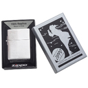 Зажигалка ZIPPO Реплика 1935 года с покрытием матовый хром | 1935 Replica™ Brushed Chrome, латунь/сталь, серебристая, 37x13x52 мм для нанесения логотипа