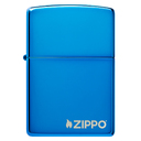 Зажигалка ZIPPO Логотип с синим глянцевым покрытием | Logo High Polish Blue, с лого, латунь/сталь, синяя, глянцевая, 38x13x57 мм для нанесения логотипа