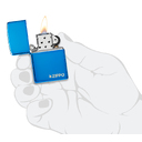 Зажигалка ZIPPO Логотип с синим глянцевым покрытием | Logo High Polish Blue, с лого, латунь/сталь, синяя, глянцевая, 38x13x57 мм для нанесения логотипа