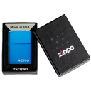 Зажигалка ZIPPO Логотип с синим глянцевым покрытием | Logo High Polish Blue, с лого, латунь/сталь, синяя, глянцевая, 38x13x57 мм для нанесения логотипа