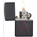 Зажигалка ZIPPO Символ анархии с черным матовым покрытием | Anarchy Symbol Black Matte, латунь/сталь, чёрная, матовая, 38x13x57 мм для нанесения логотипа