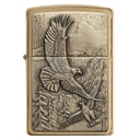 Зажигалка ZIPPO Парящие орлы с покрытием матовая латунь | Soaring Eagles Brushed Brass, латунь/сталь, золотистая, матовая, 38x13x57 мм для нанесения логотипа