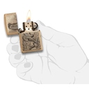 Зажигалка ZIPPO Парящие орлы с покрытием матовая латунь | Soaring Eagles Brushed Brass, латунь/сталь, золотистая, матовая, 38x13x57 мм для нанесения логотипа