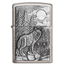 Зажигалка ZIPPO Лесные волки с покрытием матовый хром | Timberwolves Brushed Chrome, латунь/сталь, серебристая, матовая, 38x13x57мм для нанесения логотипа