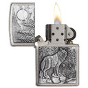 Зажигалка ZIPPO Лесные волки с покрытием матовый хром | Timberwolves Brushed Chrome, латунь/сталь, серебристая, матовая, 38x13x57мм для нанесения логотипа