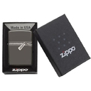 Зажигалка ZIPPO Застежка-молния с покрытием черный лед | Puller Black Ice ®, латунь/сталь, чёрная, глянцевая, 38x13x57 мм для нанесения логотипа