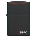 Зажигалка ZIPPO с фирменным логотипом и красной окантовкой с черным матовым покрытием | Black Matte, латунь/сталь, чёрная, матовая, 38x13x57 мм для нанесения логотипа