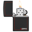 Зажигалка ZIPPO с фирменным логотипом и красной окантовкой с черным матовым покрытием | Black Matte, латунь/сталь, чёрная, матовая, 38x13x57 мм для нанесения логотипа