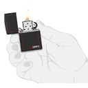 Зажигалка ZIPPO с фирменным логотипом и красной окантовкой с черным матовым покрытием | Black Matte, латунь/сталь, чёрная, матовая, 38x13x57 мм для нанесения логотипа